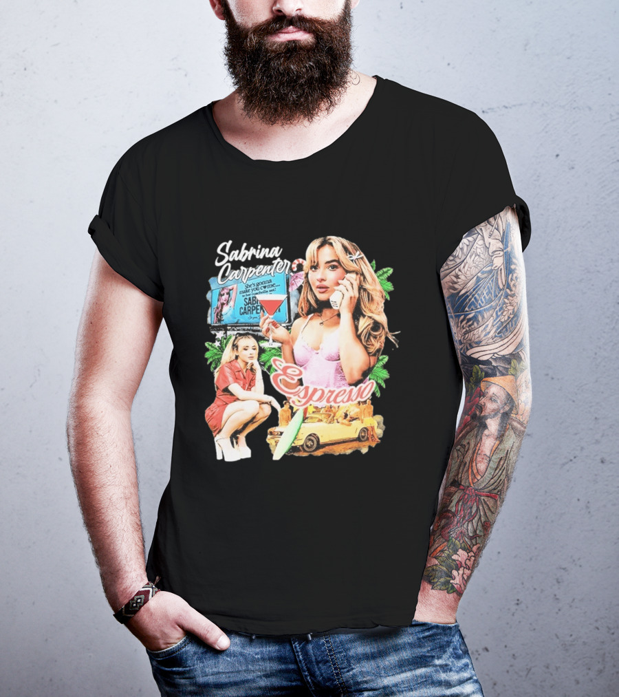 Sabrina Carpenter Espresso She's Gonna Make You Come Surf Vibes T-Shirt