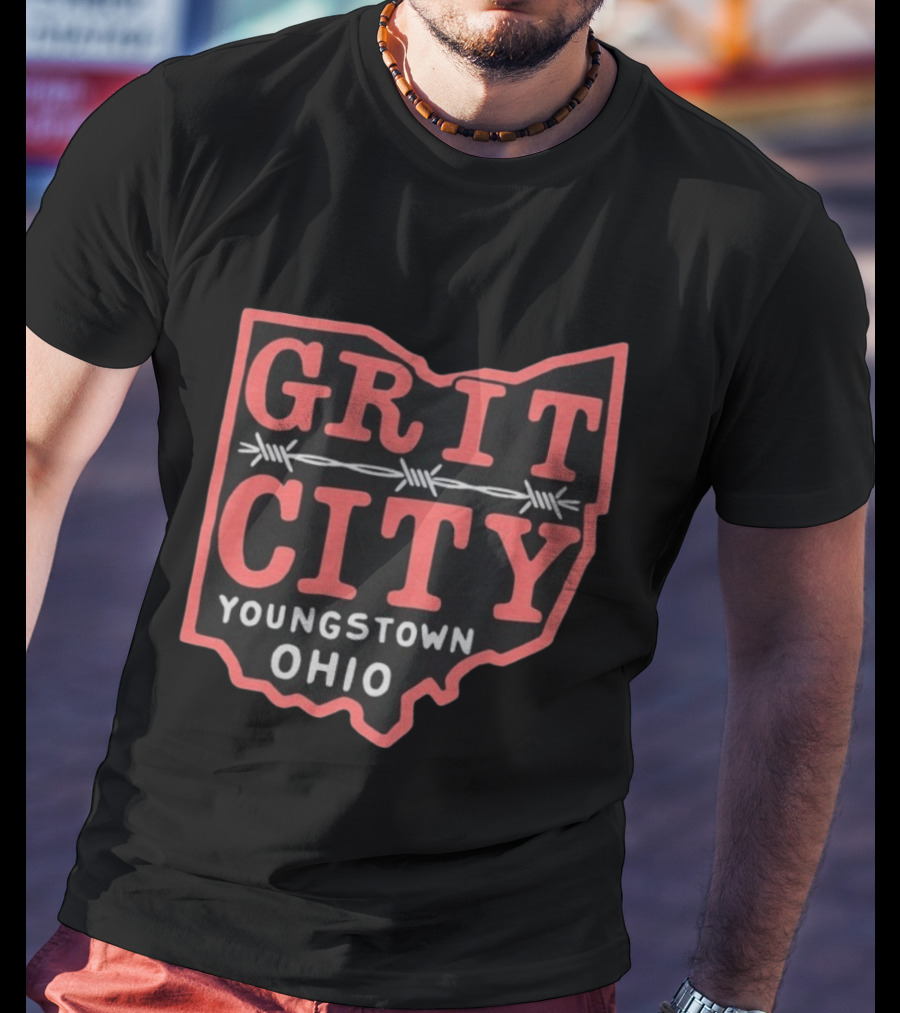Grit City Youngstown Ohio Barbed Wire State T-Shirt