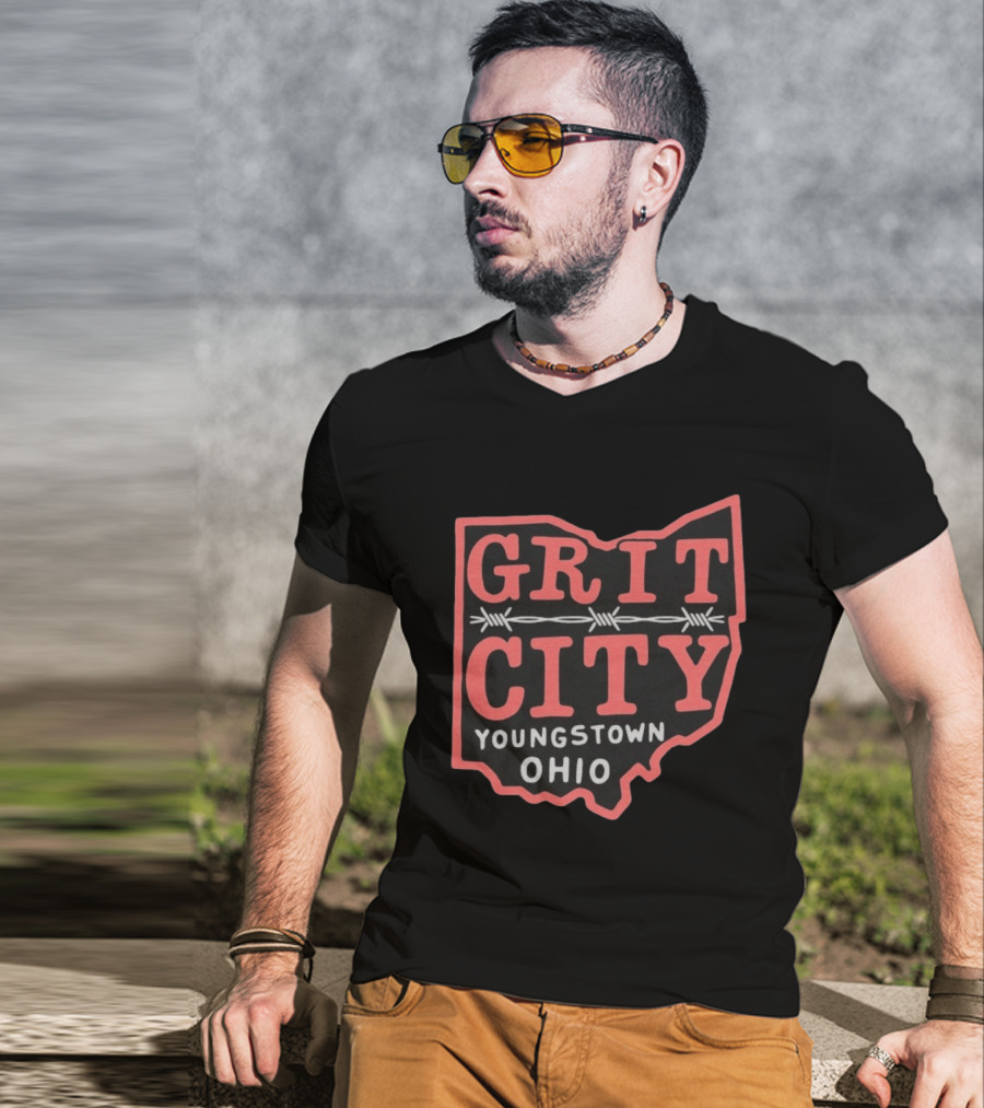 Grit City Youngstown Ohio Barbed Wire State T-Shirt