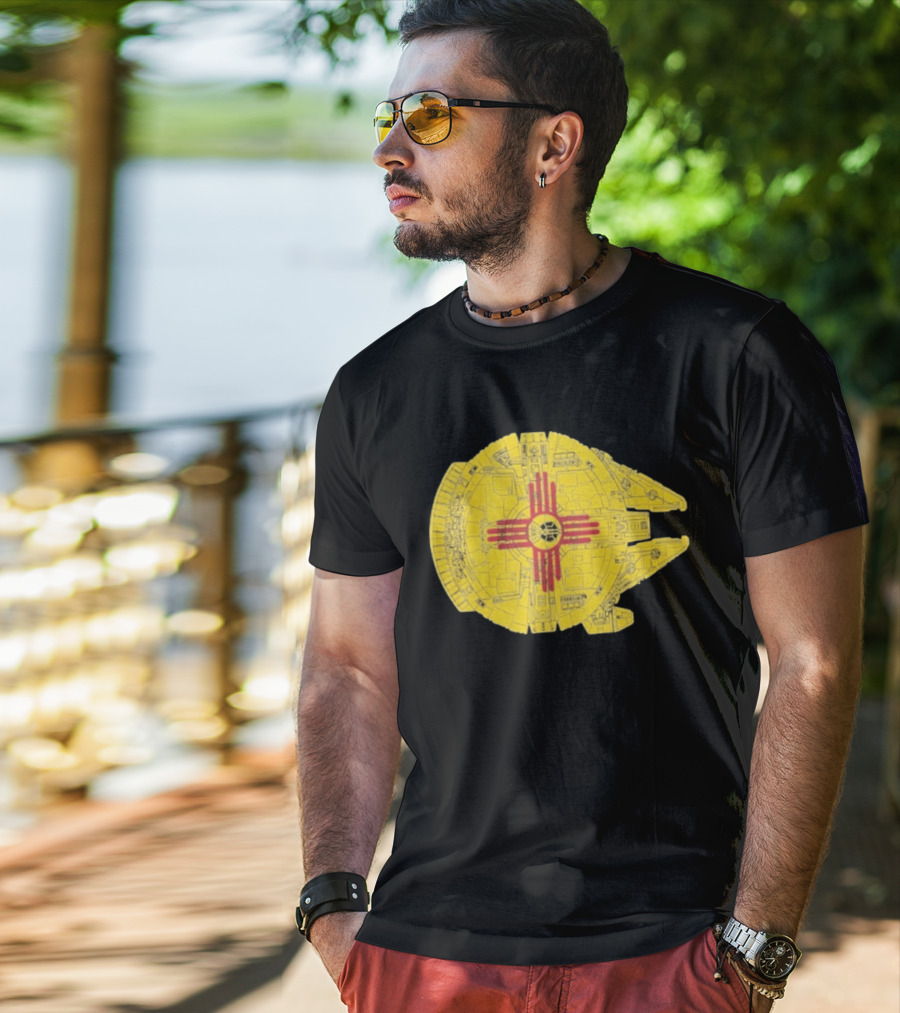 New Mexico Zia Symbol On Millennium Falcon Starship T-Shirt