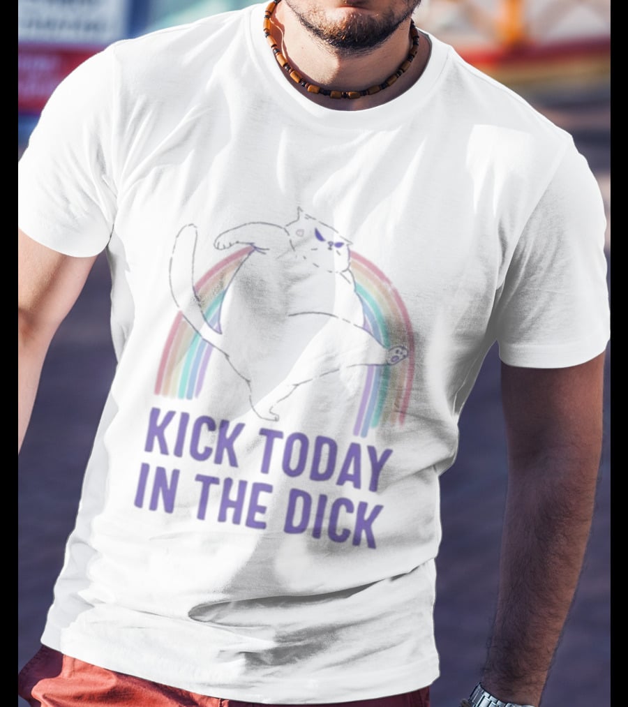 Kick Today In The Dick Rainbow Cat T-Shirt