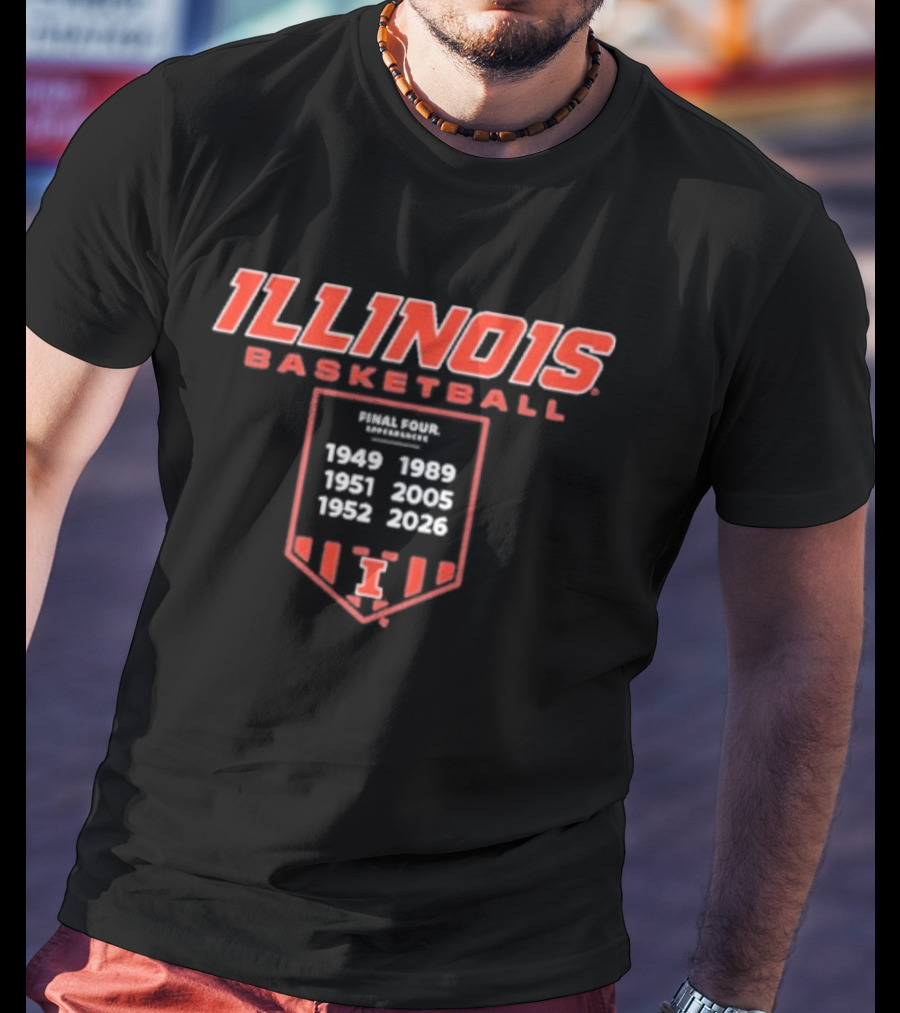 ILLINOIS Basketball Final Four Years Banner 1949 1951 1998 2005 2021 T-Shirt