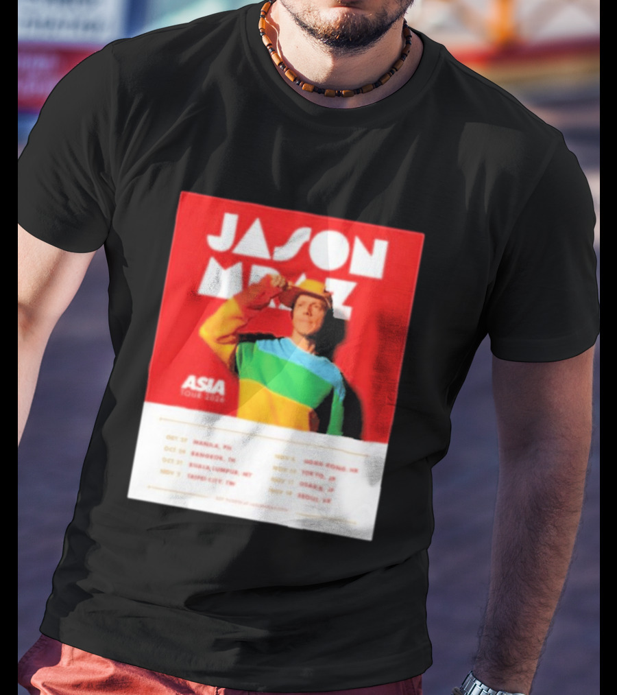 Jason Mraz Asia Tour Manila Bangkok Kuala Lumpur Taipei Hong Kong Tokyo Osaka Seoul 2026 T-Shirt