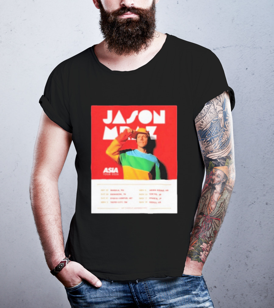 Jason Mraz Asia Tour Manila Bangkok Kuala Lumpur Taipei Hong Kong Tokyo Osaka Seoul 2026 T-Shirt