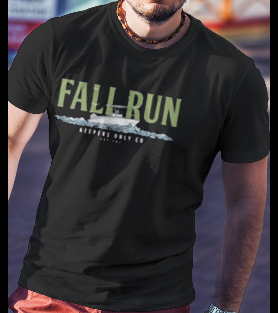 Keepers Only Co Fall Run Boat Ocean Scene T-Shirt