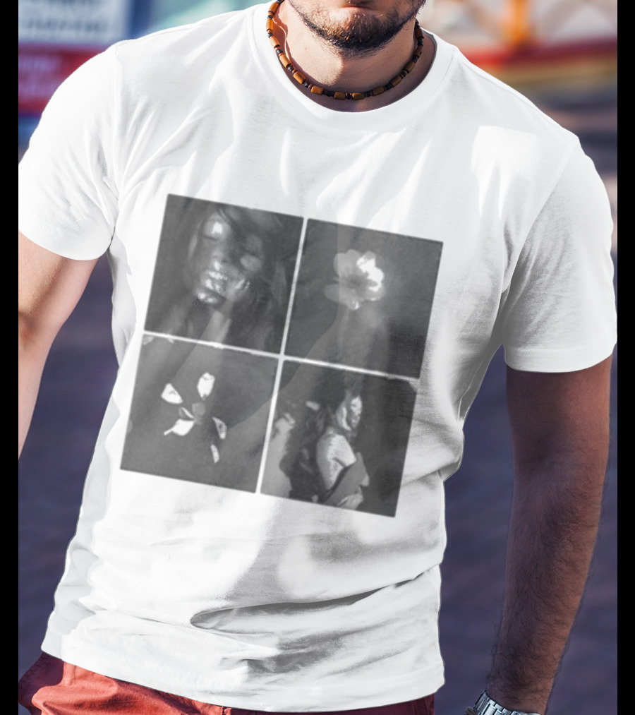 Ariana Grande Reflective Floral Portraits Petal Tile Photo T-Shirt