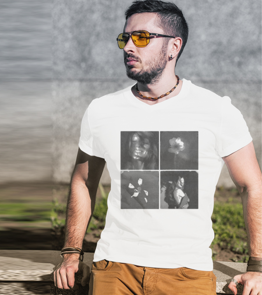 Ariana Grande Reflective Floral Portraits Petal Tile Photo T-Shirt