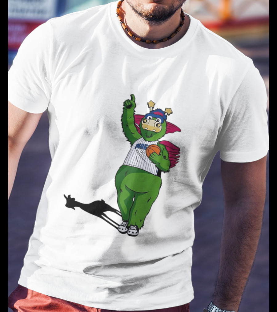 Orlando Magic Stuff Mascot In NBA Jersey Holding Basketball T-Shirt