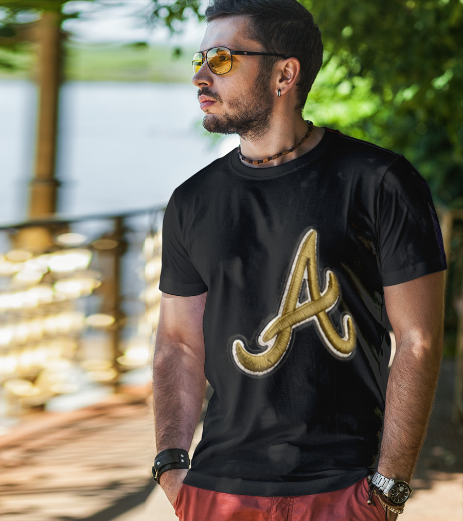 Atlanta Braves Armed Forces 2026 Hat Gold Embroidered A T-Shirt