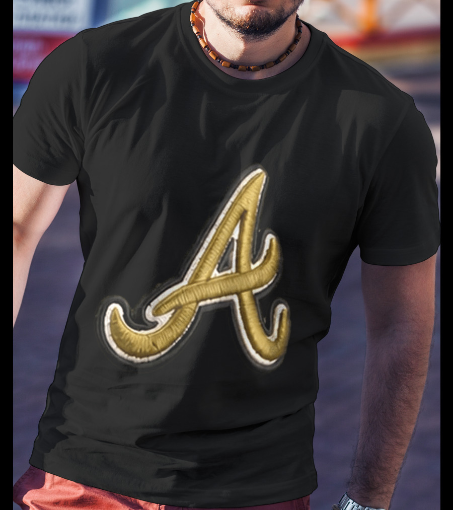 Atlanta Braves Armed Forces 2026 Hat Gold Embroidered A T-Shirt