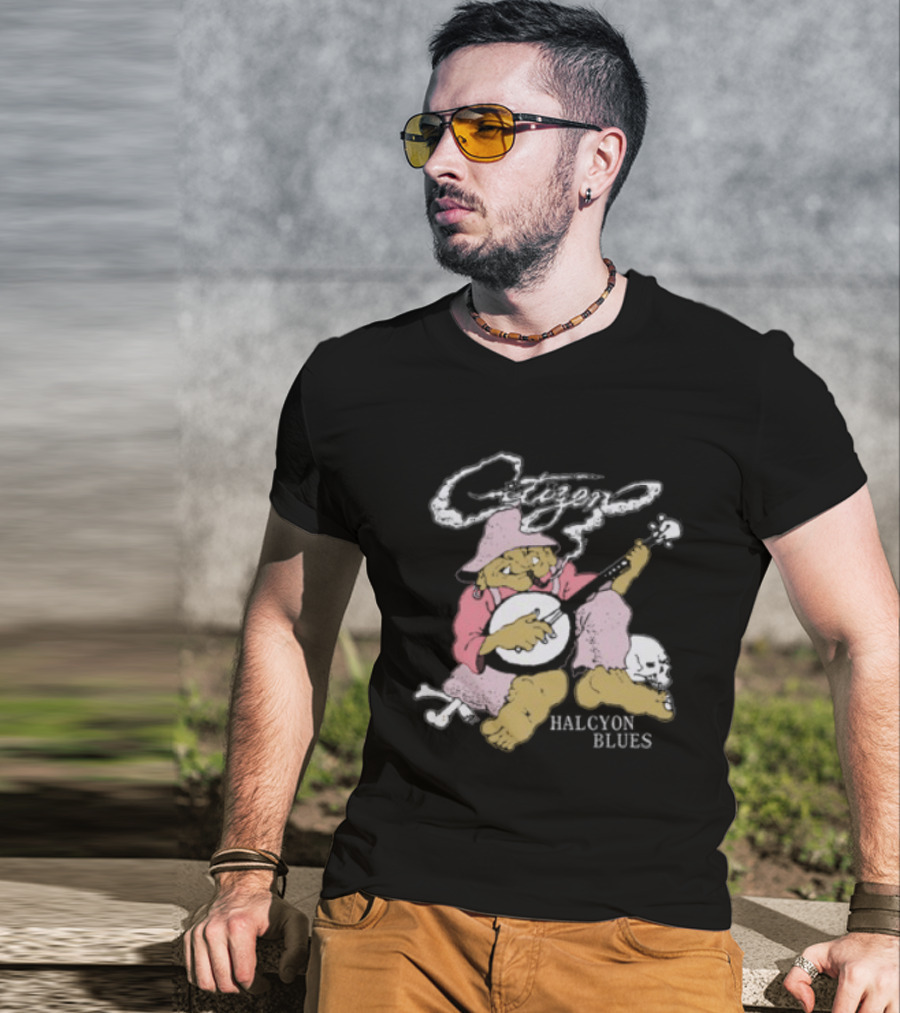 Citizen Halcyon Blues Smoking Gnome Banjo Player T-Shirt
