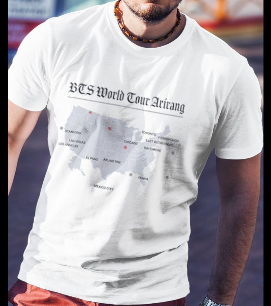BTS World Tour Arirang Cities Map US Locations T-Shirt