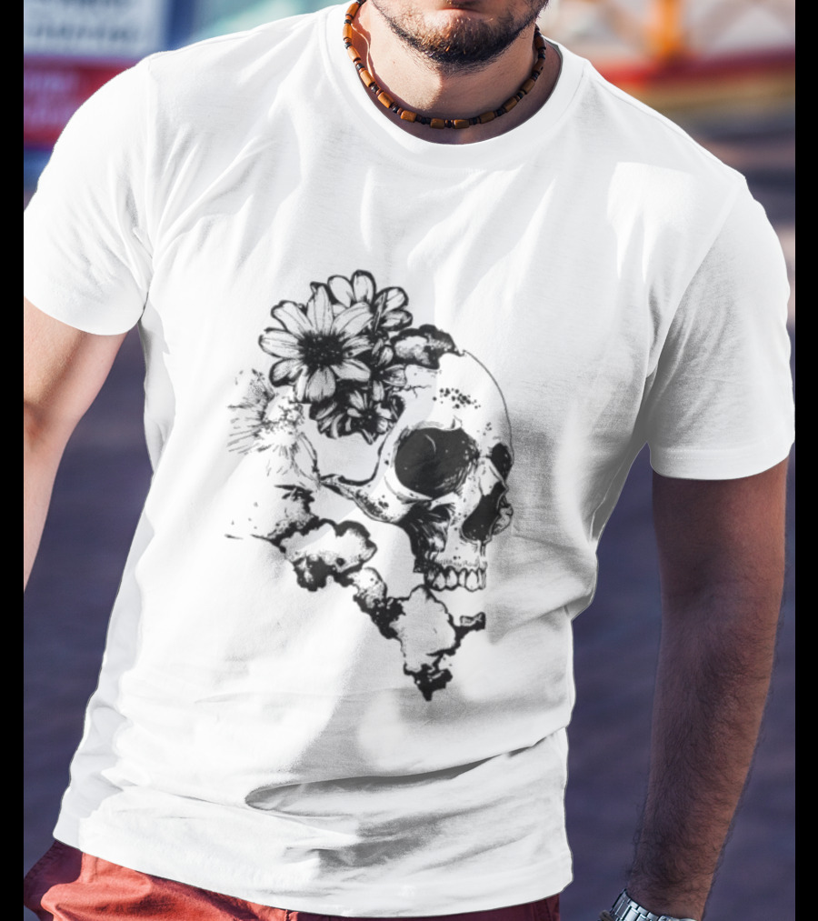 Emery Blooming Skull Watermelon Floral Aesthetic T-Shirt