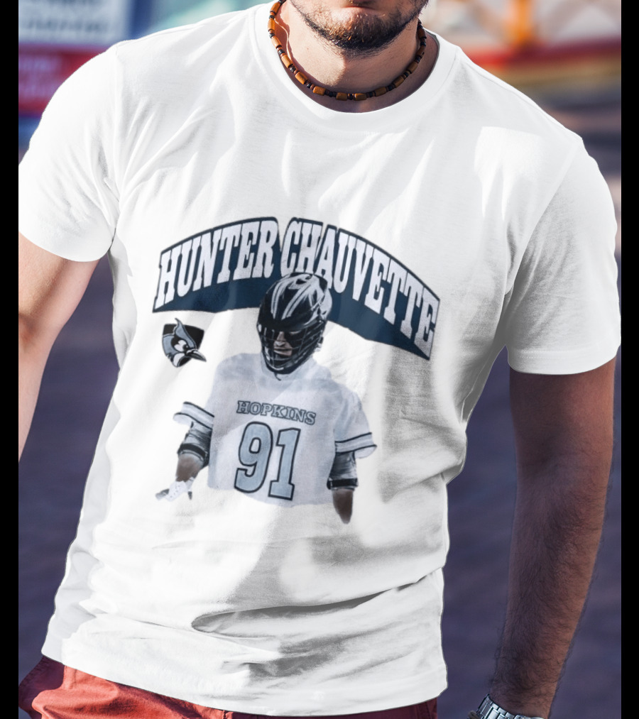 Hopkins Blue Jays Hunter Chauvette 91 Jersey T-Shirt