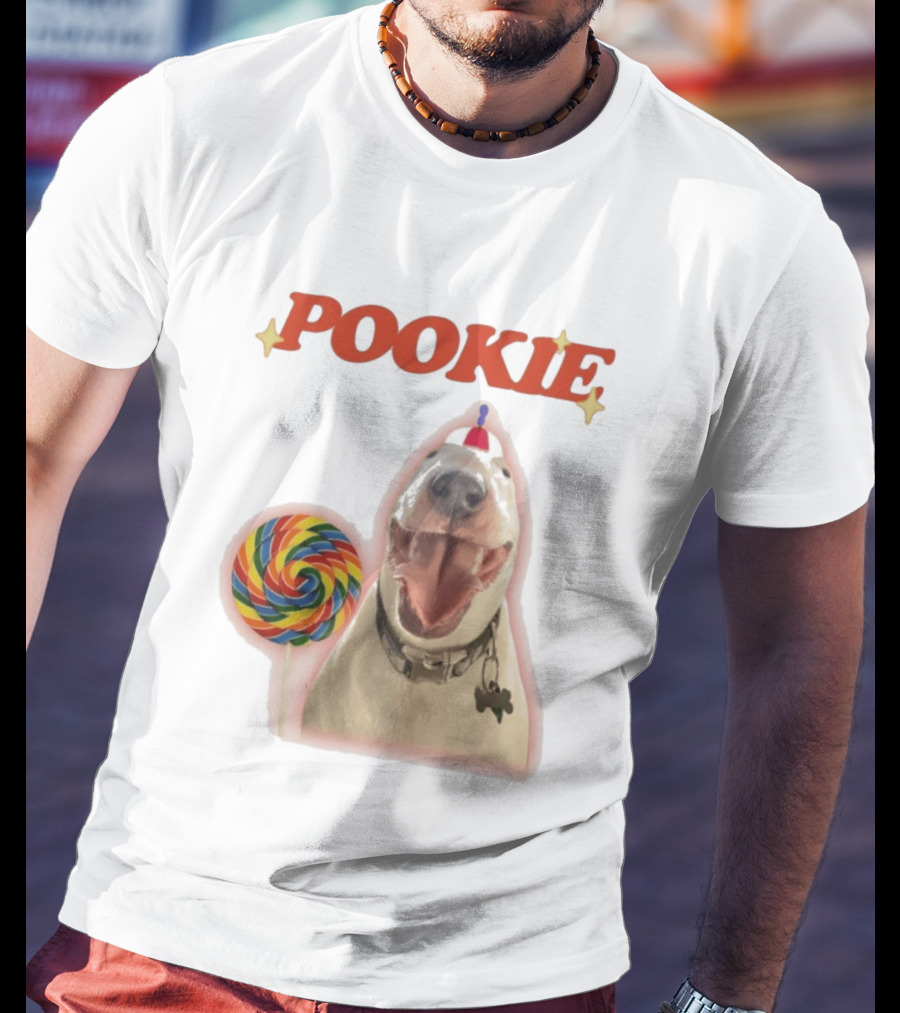MisterMainer Pookie Bull Terrier Dog With Lollipop T-Shirt