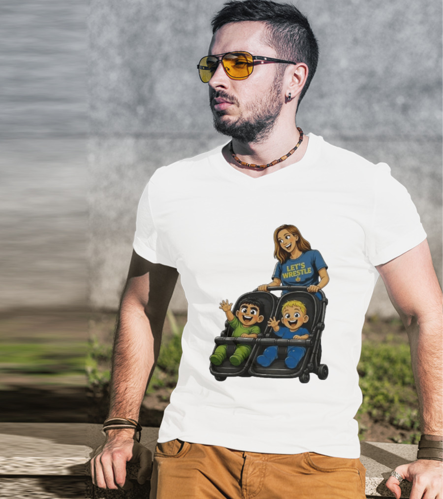 Pro Wrestling Tees Let's Wrestle Mother Lareesa Double Stroller Kids T-Shirt