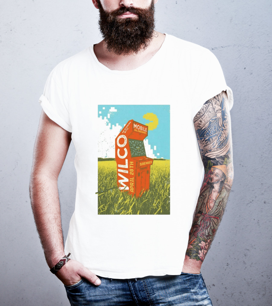 Wilco Saenger Mobile Alabama April 28th Arcade Retro Concert T-Shirt
