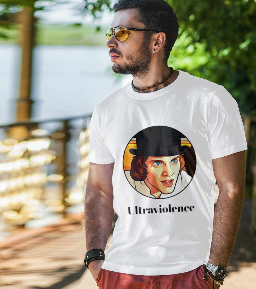 Alex DeLarge Ultraviolence Portrait Work Orange T-Shirt