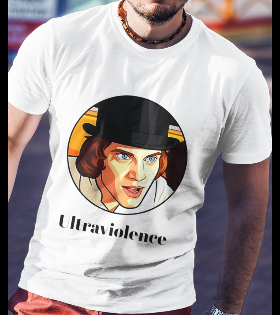 Alex DeLarge Ultraviolence Portrait Work Orange T-Shirt