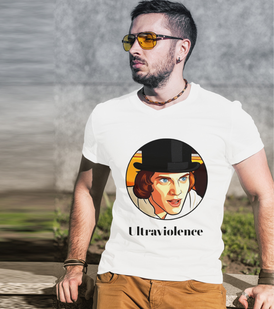 Alex DeLarge Ultraviolence Portrait Work Orange T-Shirt