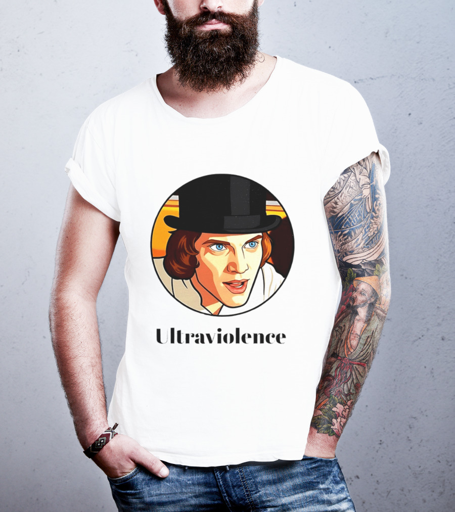 Alex DeLarge Ultraviolence Portrait Work Orange T-Shirt