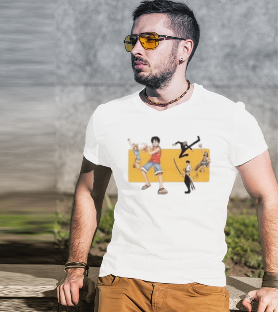 One Piece Classic Anime Characters In Action Pose T-Shirt
