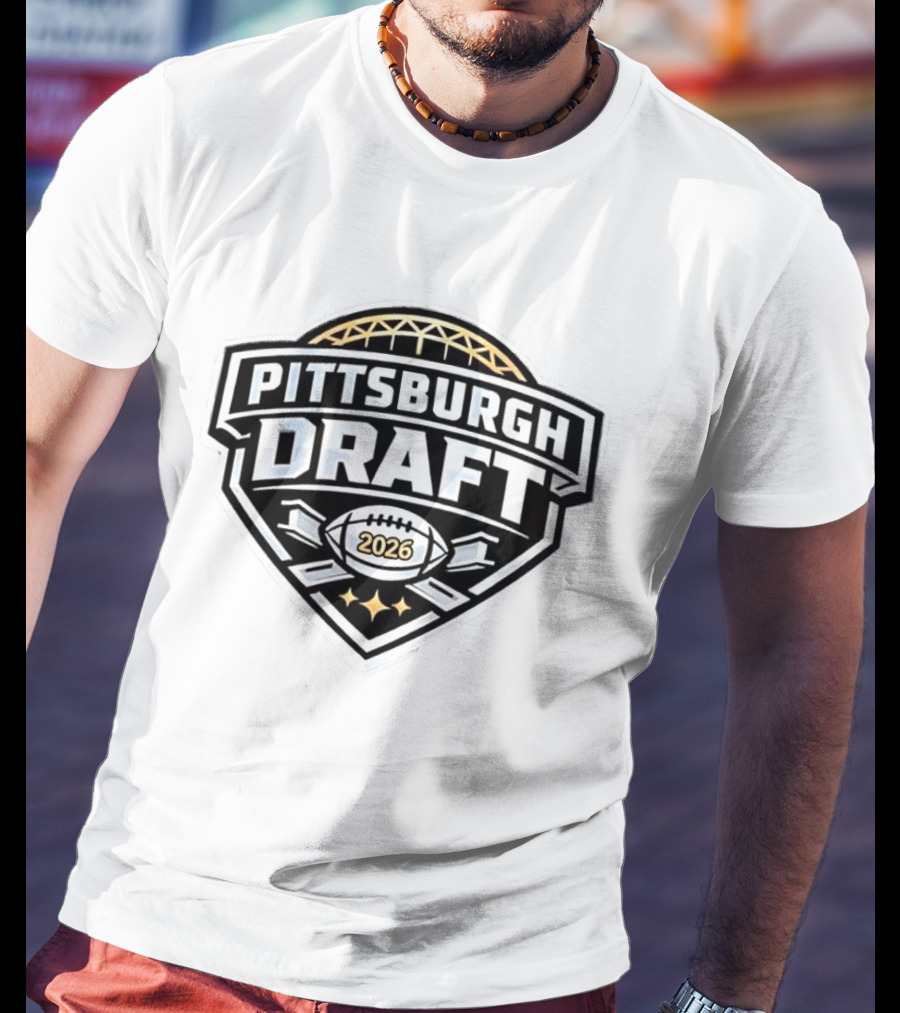 Pittsburgh Steelers Football 2026 Draft Brushed Metal T-Shirt