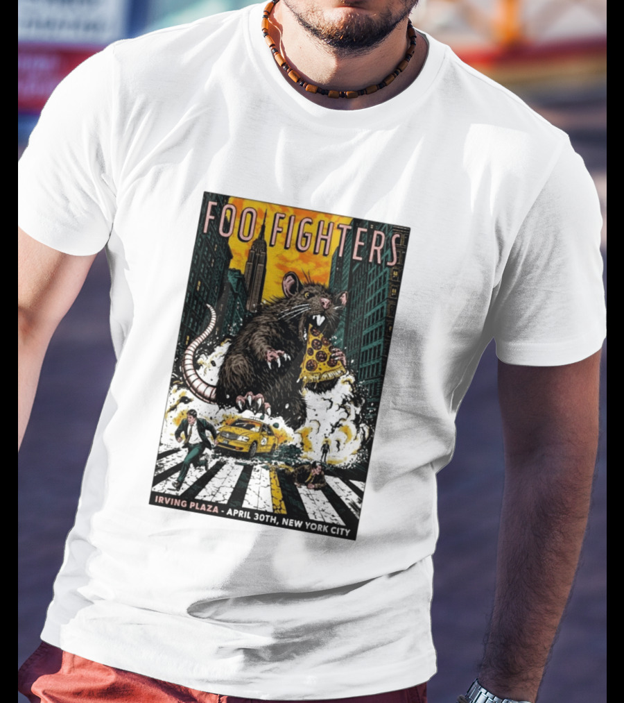 Foo Fighters NYC Irving Plaza April 30 2026 Giant Pizza Rat T-Shirt