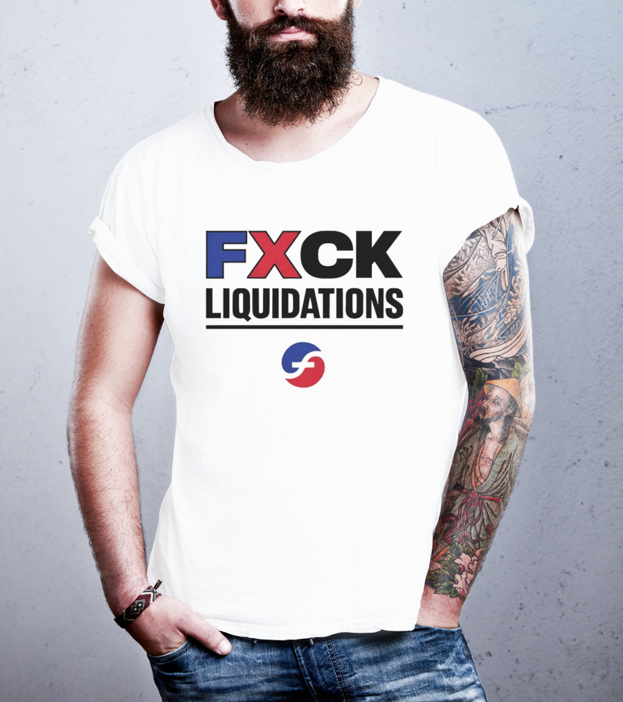 FXCK Liquidations Satirical Statement With Financial Theme Iconic Blue Red T-Shirt
