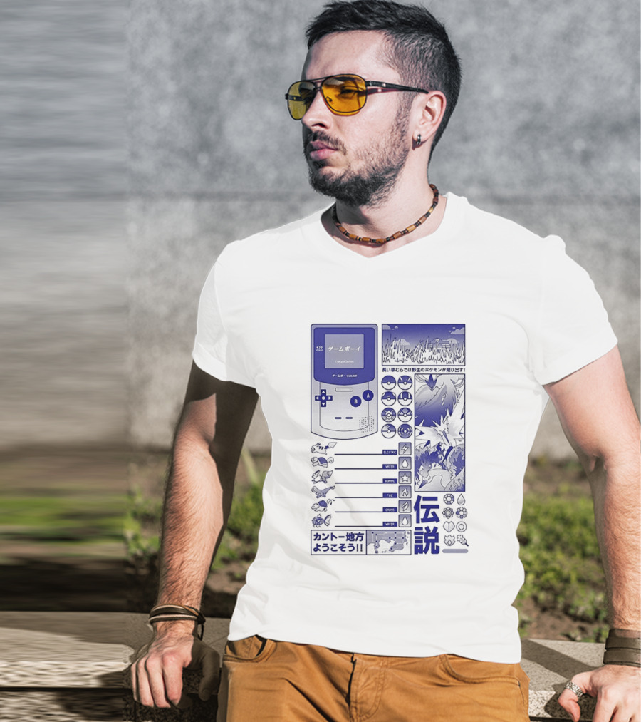 Pikachu Game Boy Gen 1 Pokémon Monsters Japanese T-Shirt