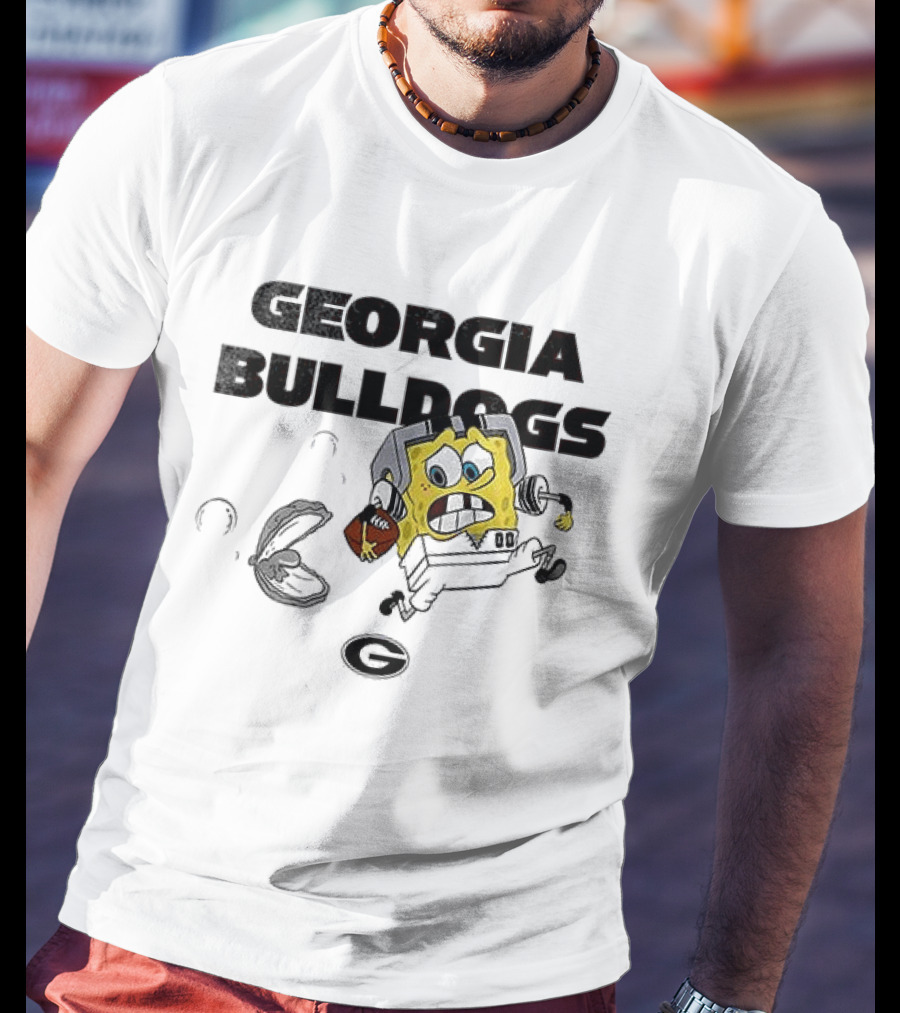 Georgia Bulldogs SquarePants Running October Baseball Fly The W T-Shirt