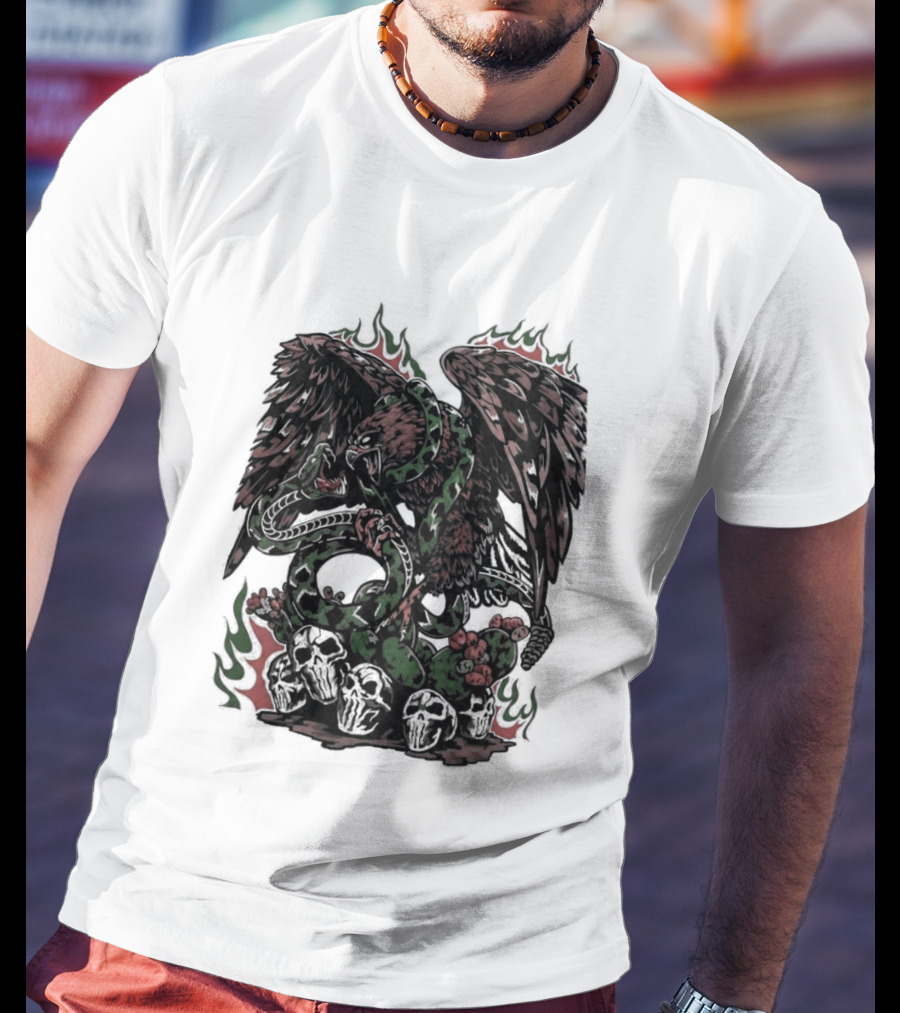 Warren Lotas Mexico Eagle Snake Cactus Flames T-Shirt