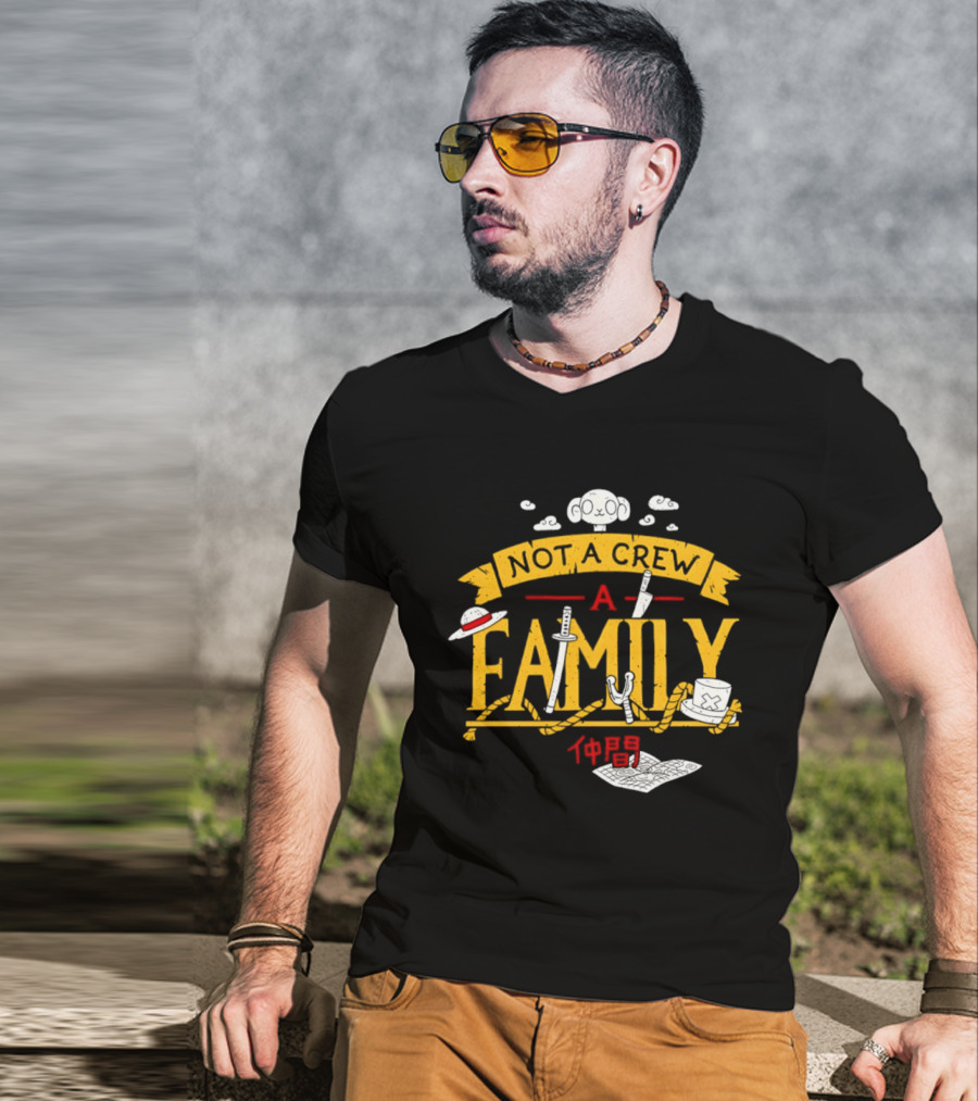 One Piece Not A Crew A Family Straw Hat Japanese Characters T-Shirt