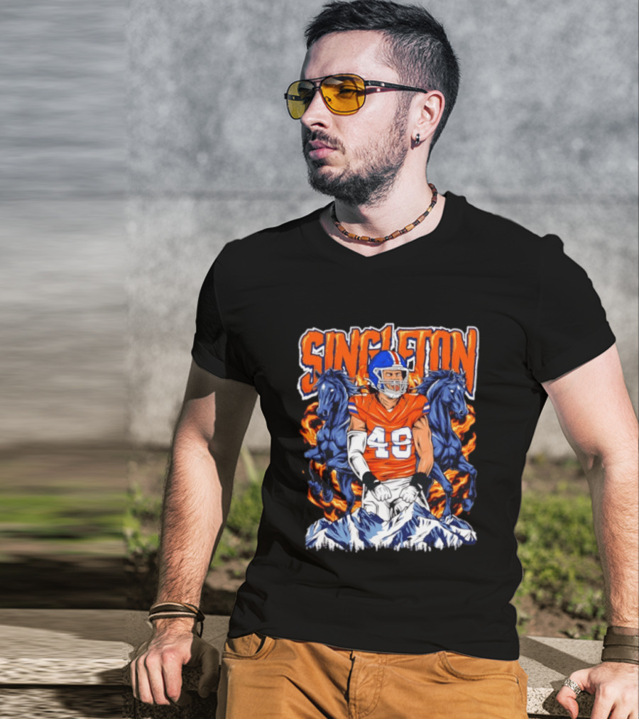 Alex Singleton Denver Broncos Dark Horse 48 Rocky Mountains T-Shirt