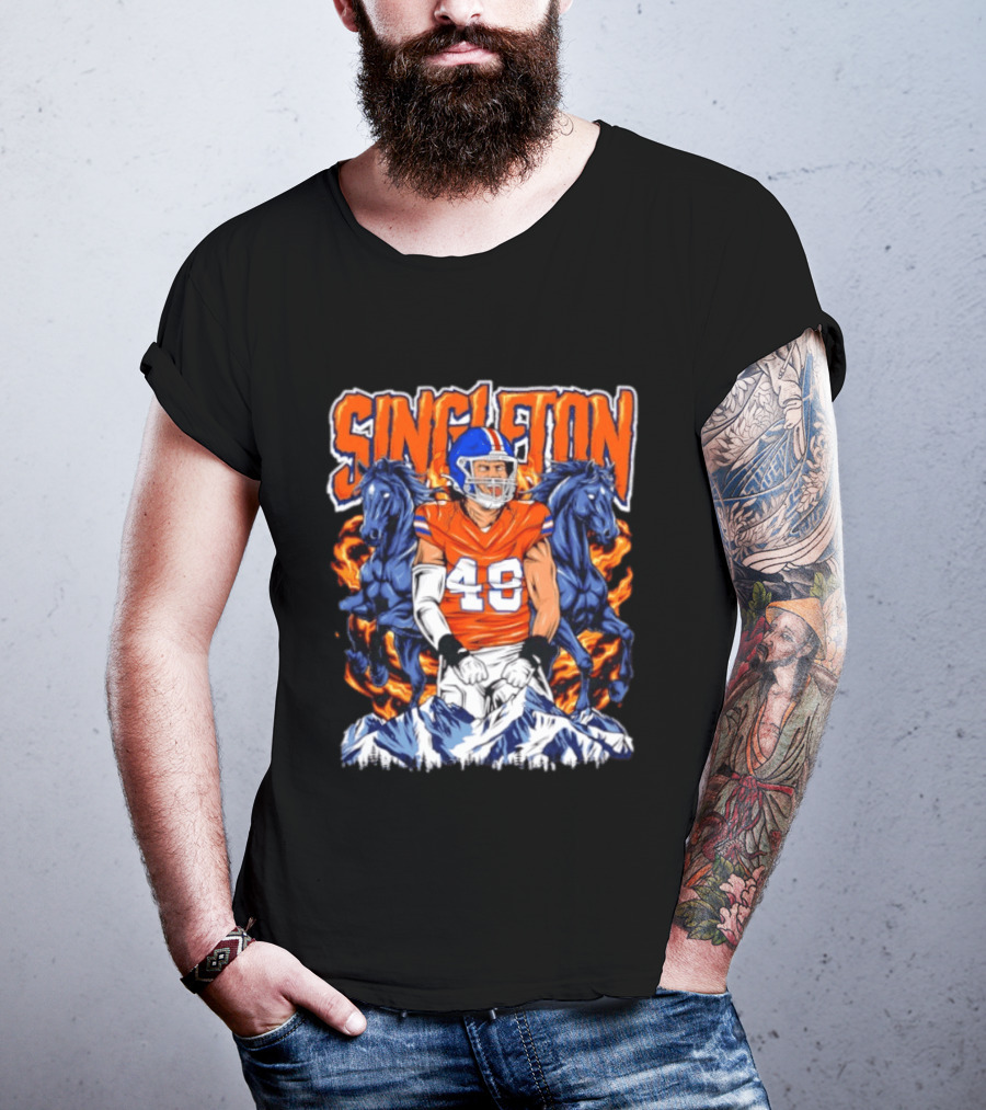 Alex Singleton Denver Broncos Dark Horse 48 Rocky Mountains T-Shirt