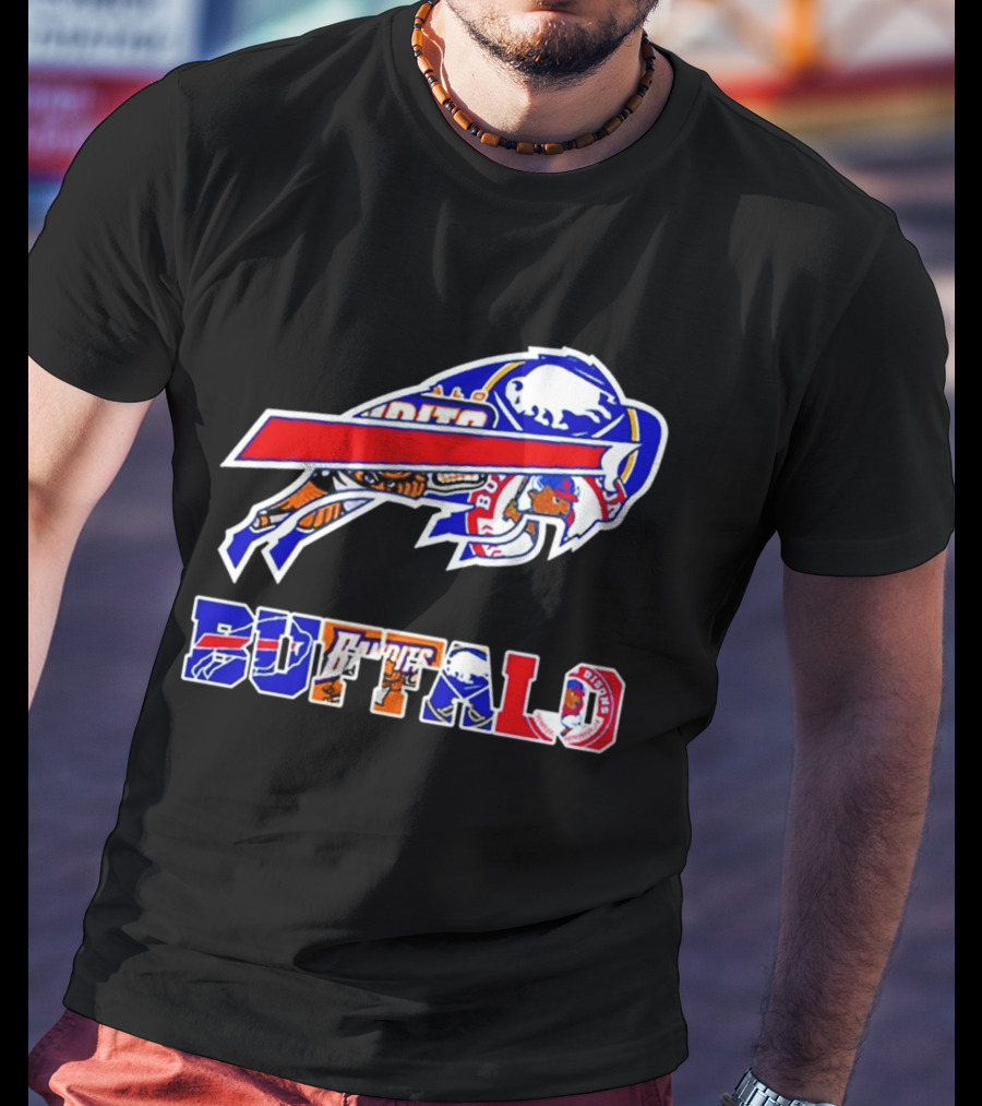 Buffalo Bills Sabres Braves Bandits Bisons Sports Teams Mashup T-Shirt
