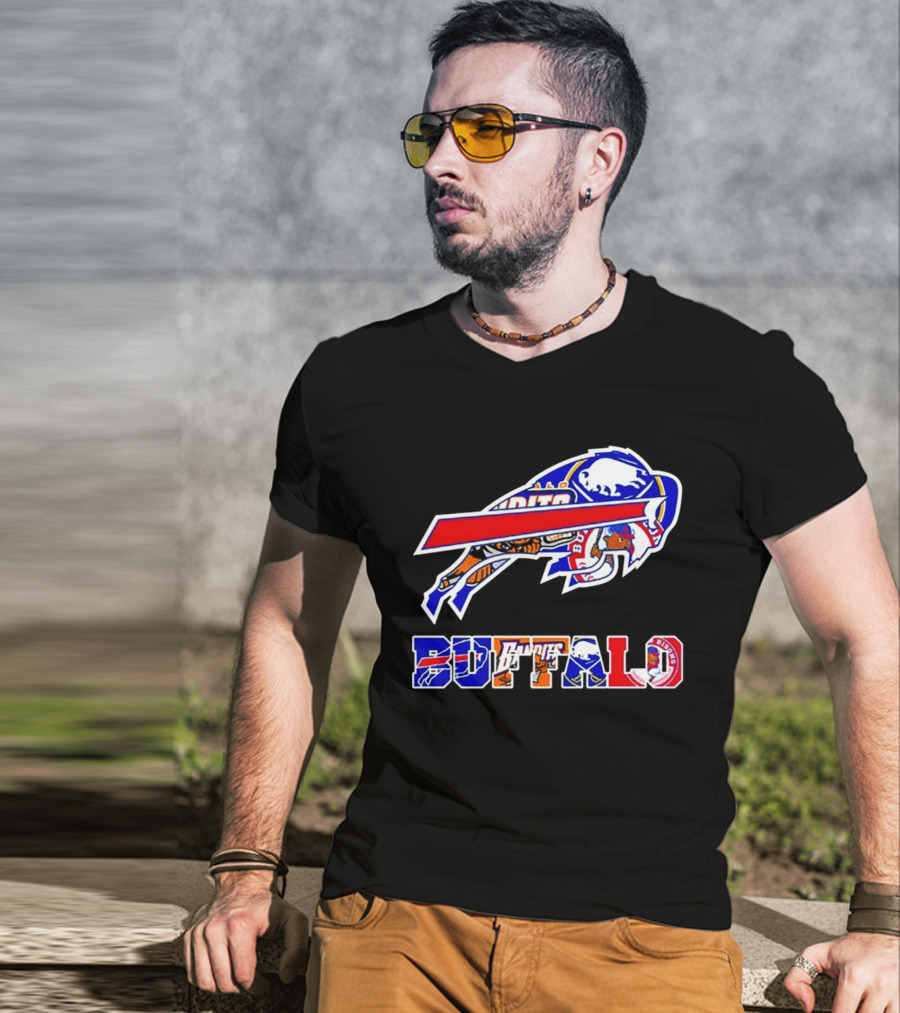 Buffalo Bills Sabres Braves Bandits Bisons Sports Teams Mashup T-Shirt