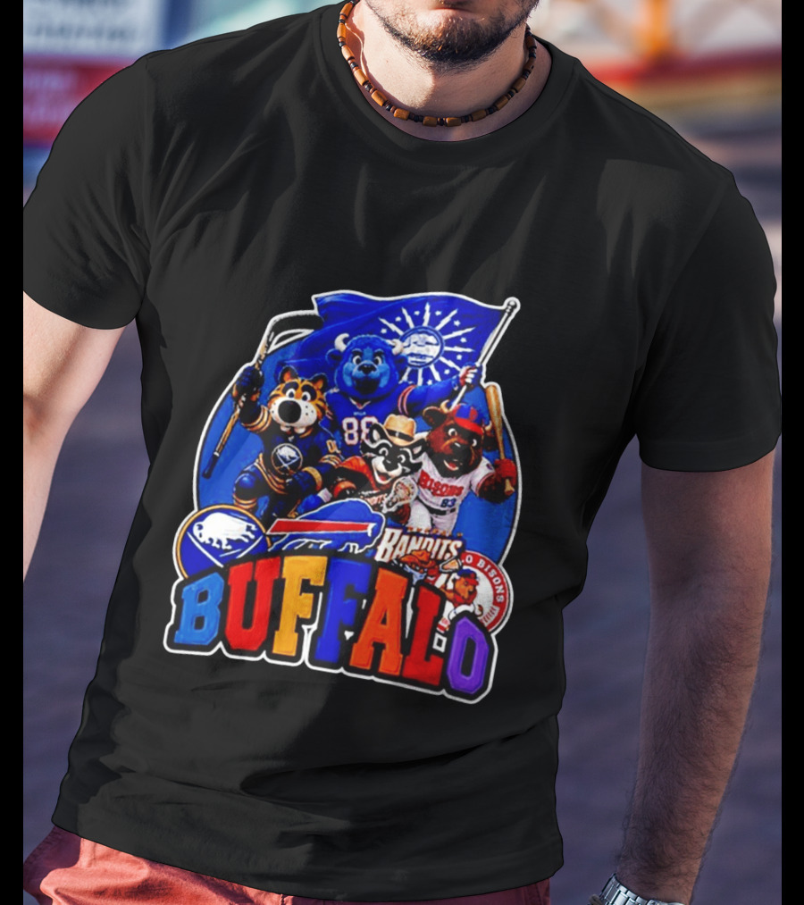 Buffalo Sabres Bills Bandits Bisons Mascot Squad T-Shirt
