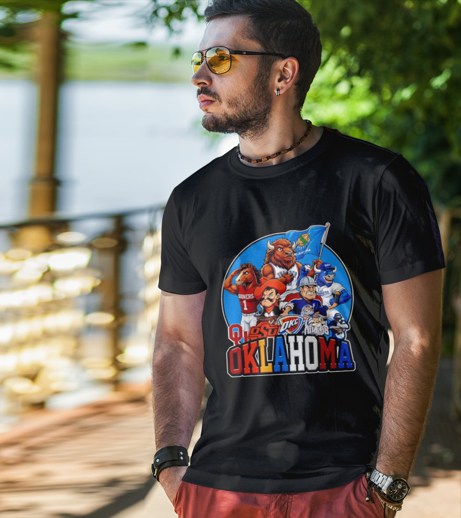 Oklahoma Sooners OSU OKC Thunder Drillers Oilers Mascots Collection T-Shirt