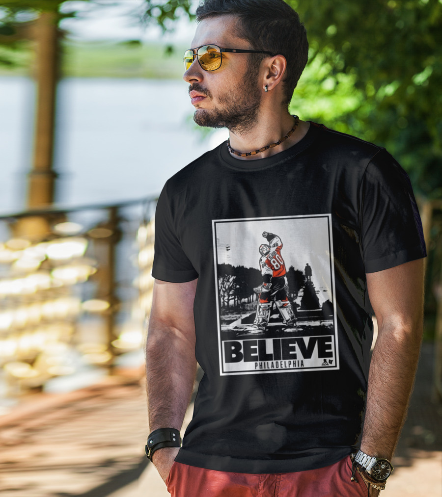 Dan Vladar 80 Jersey Believe Philadelphia Statue Hockey Scene T-Shirt