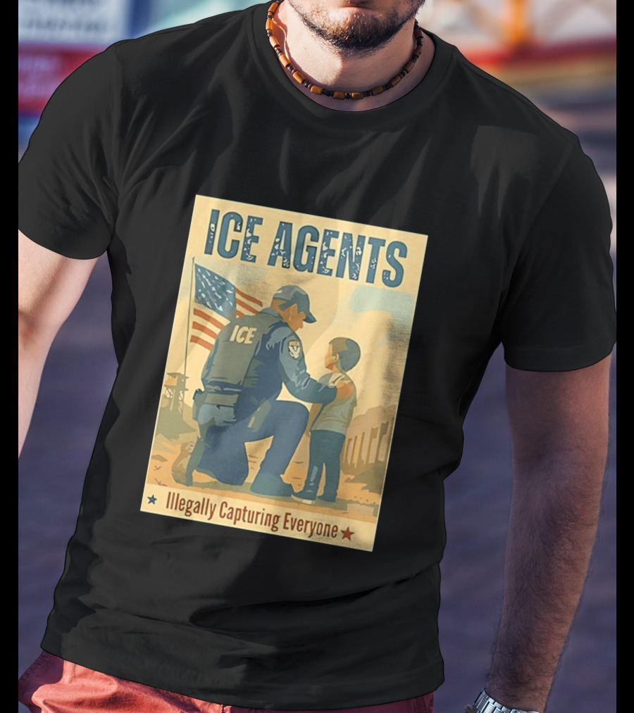 ICE Agents Illegally Capturing Everyone American Flag T-Shirt