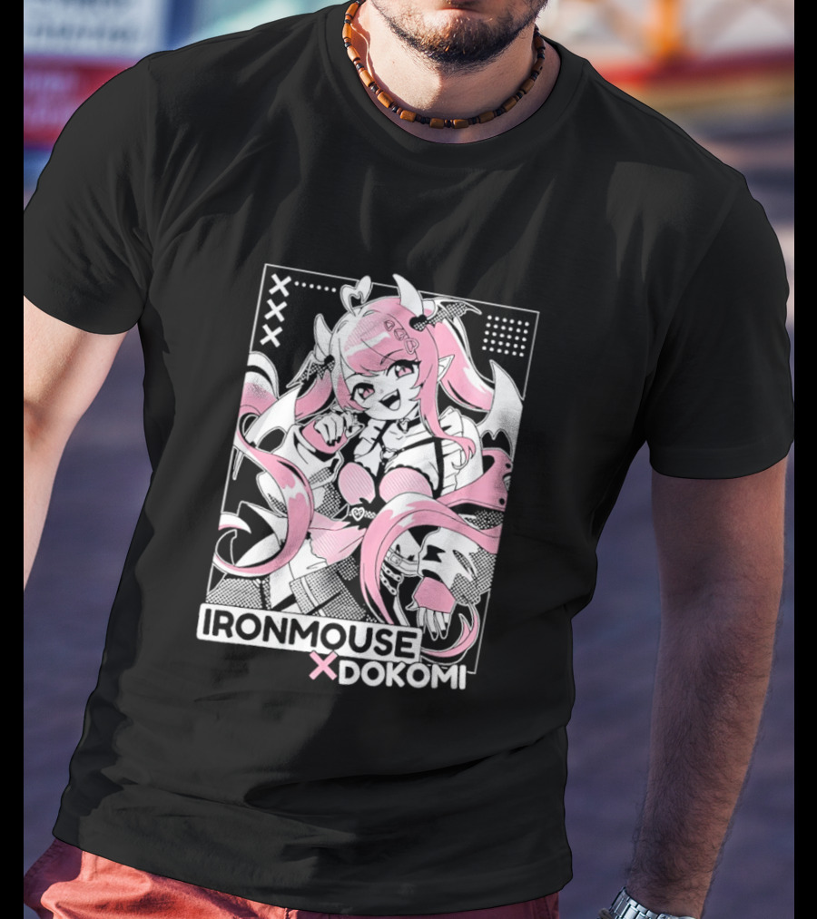 Ironmouse X Dokomi Exclusive Anime Pink Aesthetic T-Shirt