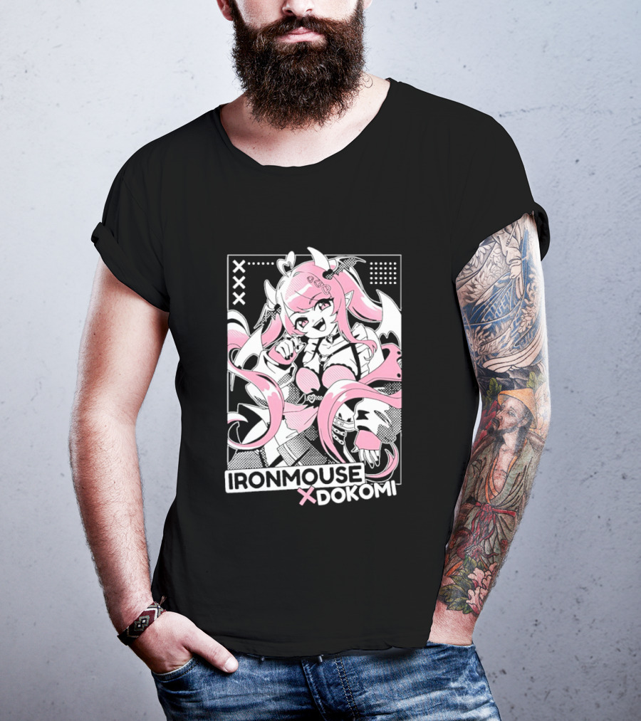 Ironmouse X Dokomi Exclusive Anime Pink Aesthetic T-Shirt