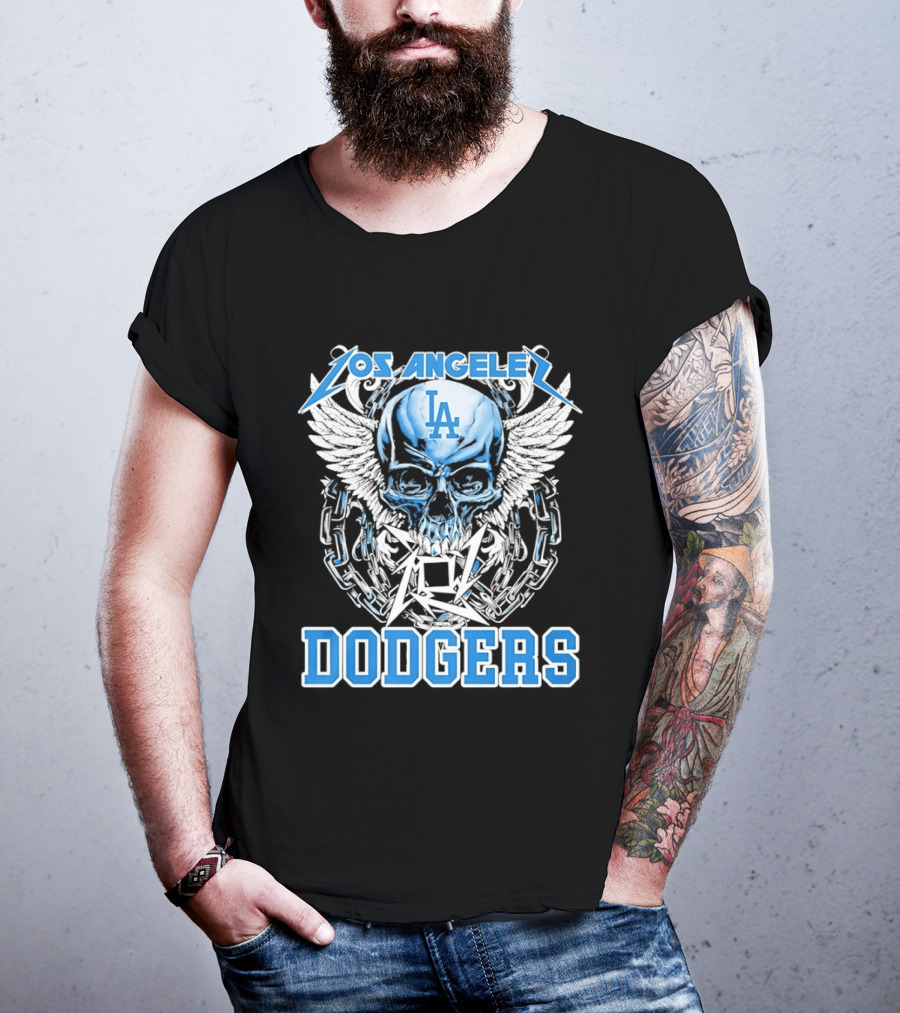 Los Angeles Dodgers Skull Wings And Chains T-Shirt