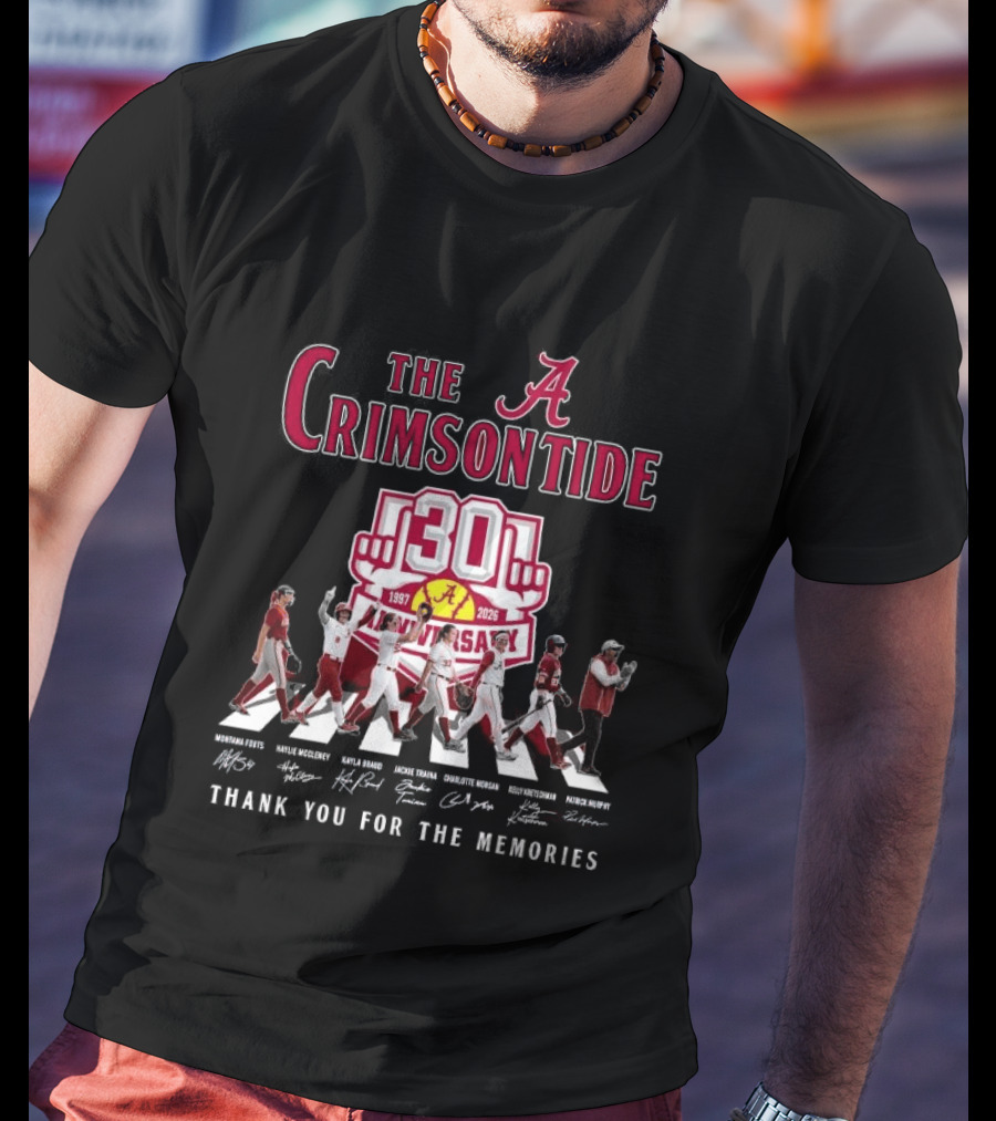 The Crimson Tide 30th Anniversary 1997 2025 Thank You For The Memories Signatures T-Shirt