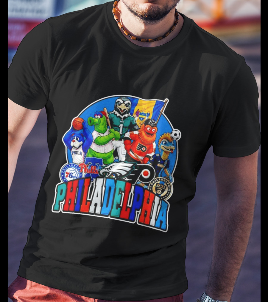 Philadelphia Philly Teams Mascot Eagles Flyers Phillies Sixers Union 76ers T-Shirt