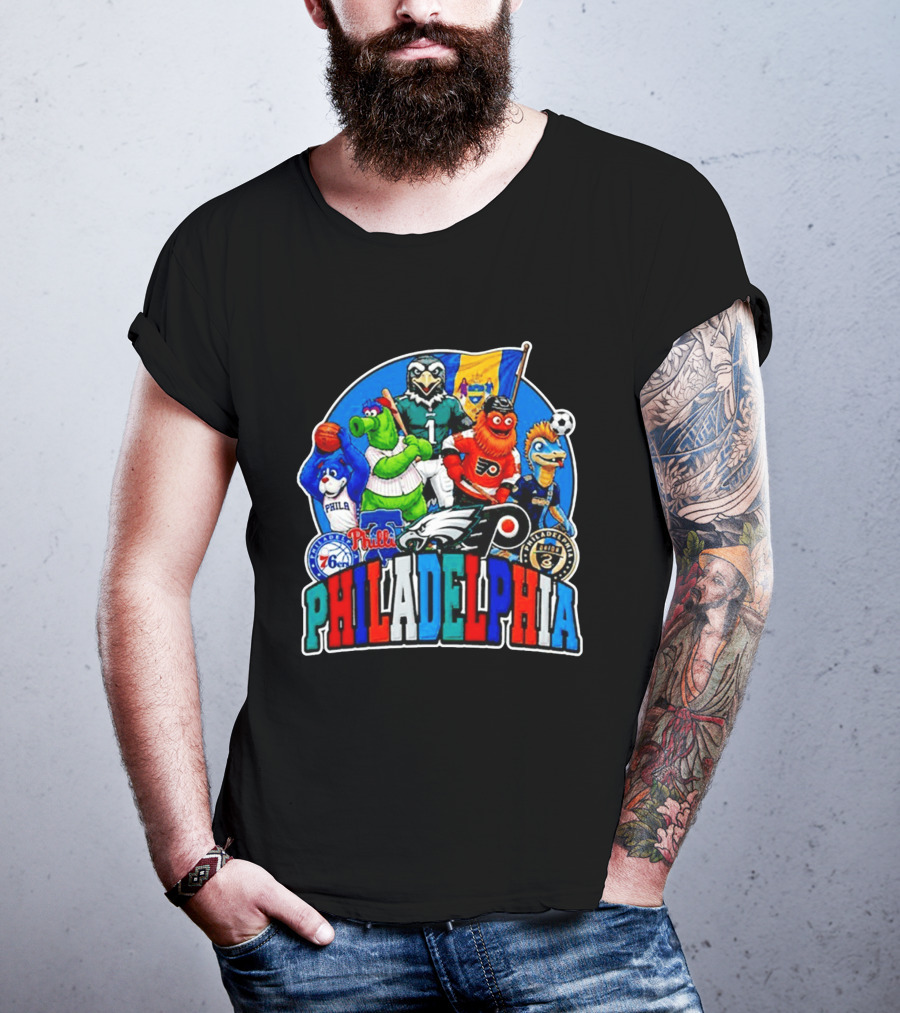 Philadelphia Philly Teams Mascot Eagles Flyers Phillies Sixers Union 76ers T-Shirt