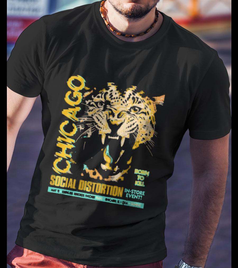 Social Distortion May 12 2025 Chicago IL Born To Kill Tiger T-Shirt