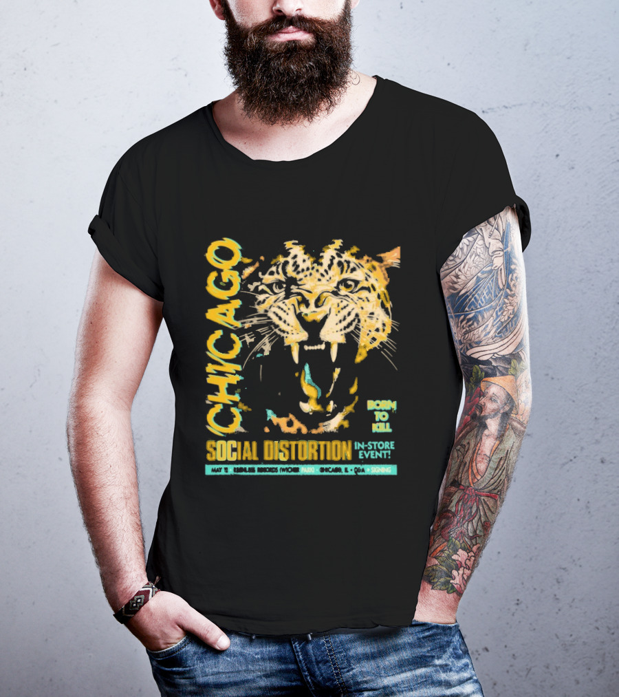 Social Distortion May 12 2025 Chicago IL Born To Kill Tiger T-Shirt