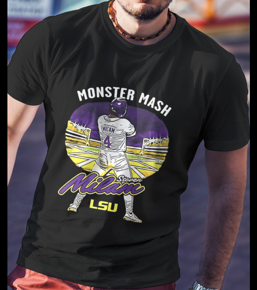 Monster Mash Steven Milam LSU Tigers Caricature NIL T-Shirt